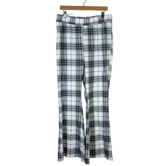 Grayson Threads Plaid Flare Pants Womens XL White Brown High Rise Retro Y2K - Picture 2 of 7